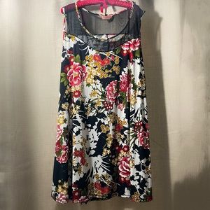 SJS red white and black floral textured plus size 3 dress